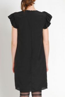 AW1112 CREPE DE CHINE BAT DRESS - BLACK - Other Image